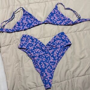 Skatie Floral Bikini Set in Blue and purple